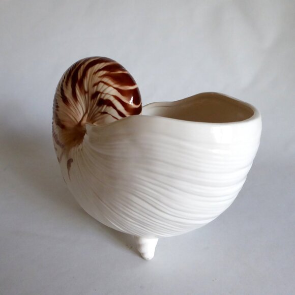 VINTAGE FITZ & FLOYD BRAND LARGE NAUTILUS SHELL CENTERPIECE BOWL WINE CHILLER - Picture 7 of 11